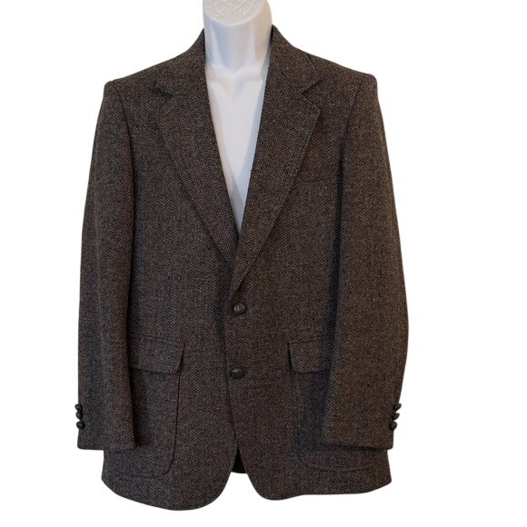 Cambridge Classics by Mervyns Men Wool Blazer Jacket Herringbone Tailored In USA